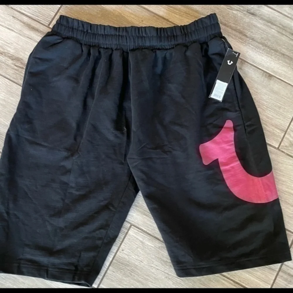 NEW Authentic True Religion Sweat Shorts Black Red